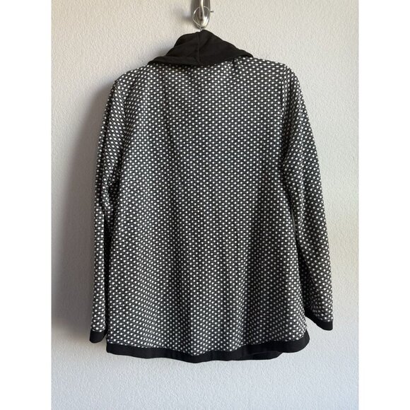 Chico’s Weekend Cowl Neck Top Black Gray Dot Long Sleeve Women’s Size 2 - Picture 12 of 14